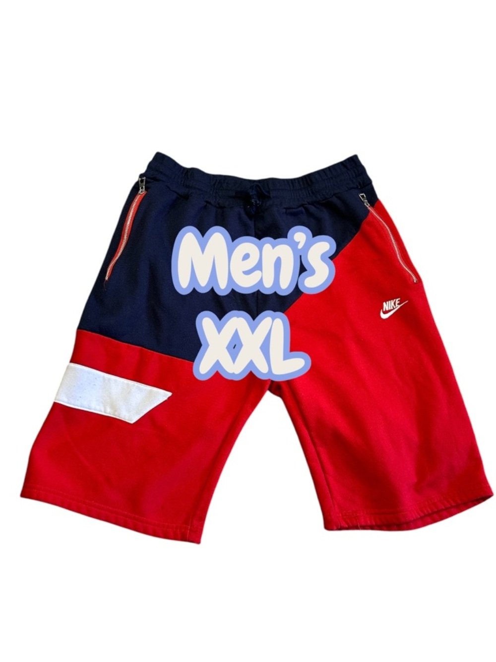 Men's Colorblock Athletic Shorts - Red & Navy - Picture 3 of 9